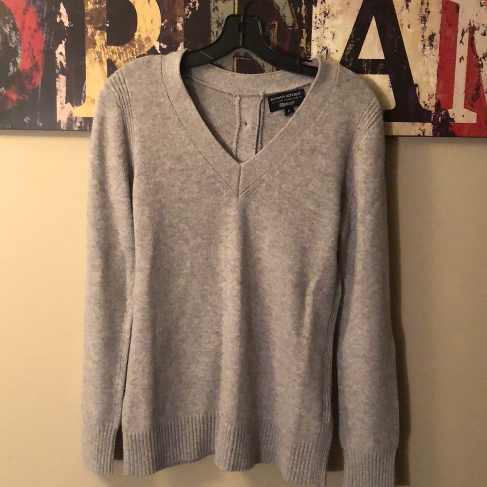 Grey Italian Yarn Sweater with back button details